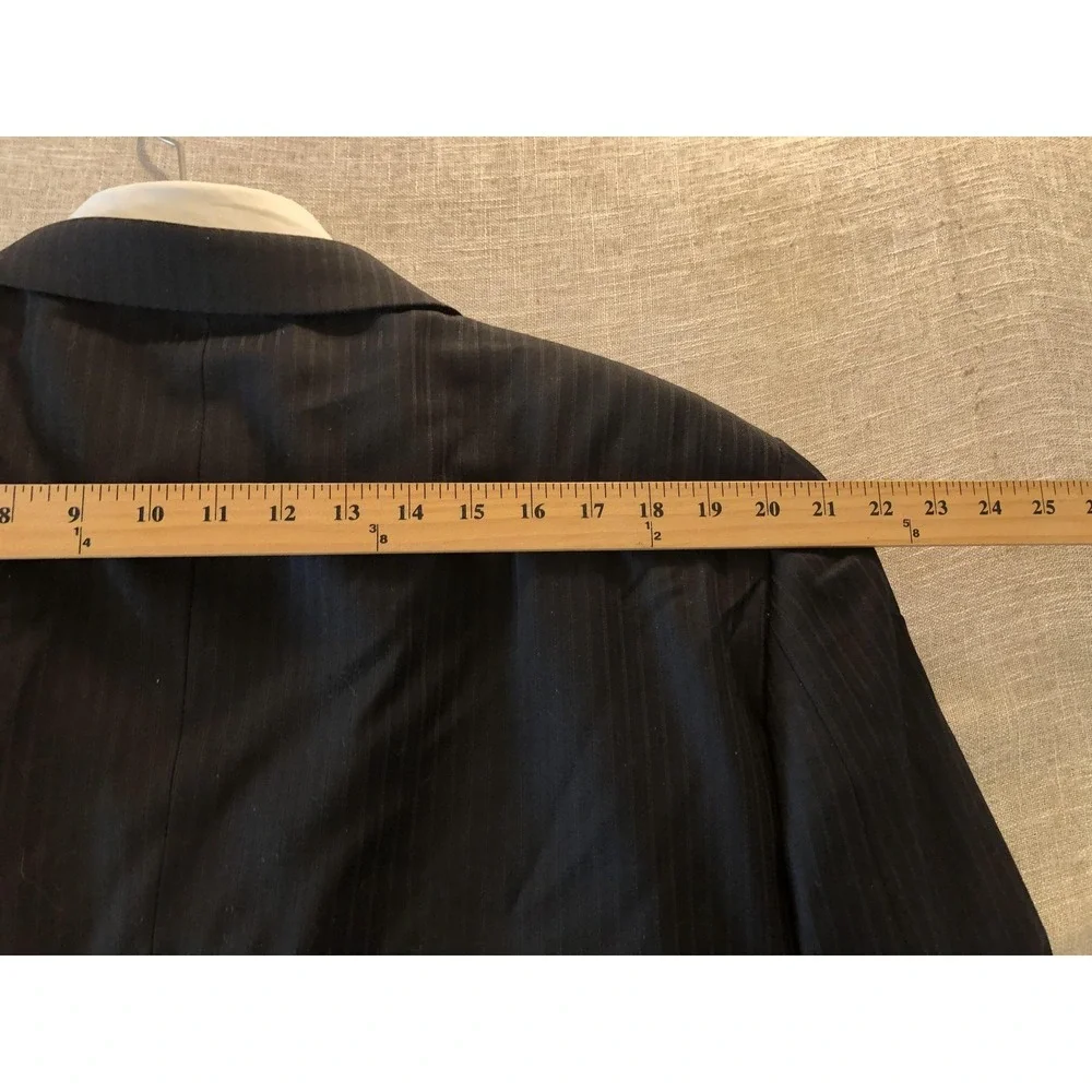Henry Grethel Design Suit Mens 44R Black Pinstripe 2 Piece 2 Button Pleated